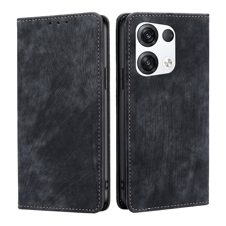 For OPPO Reno8 Pro+ 5G RFID Anti-theft Brush Magnetic Leather Phone Case