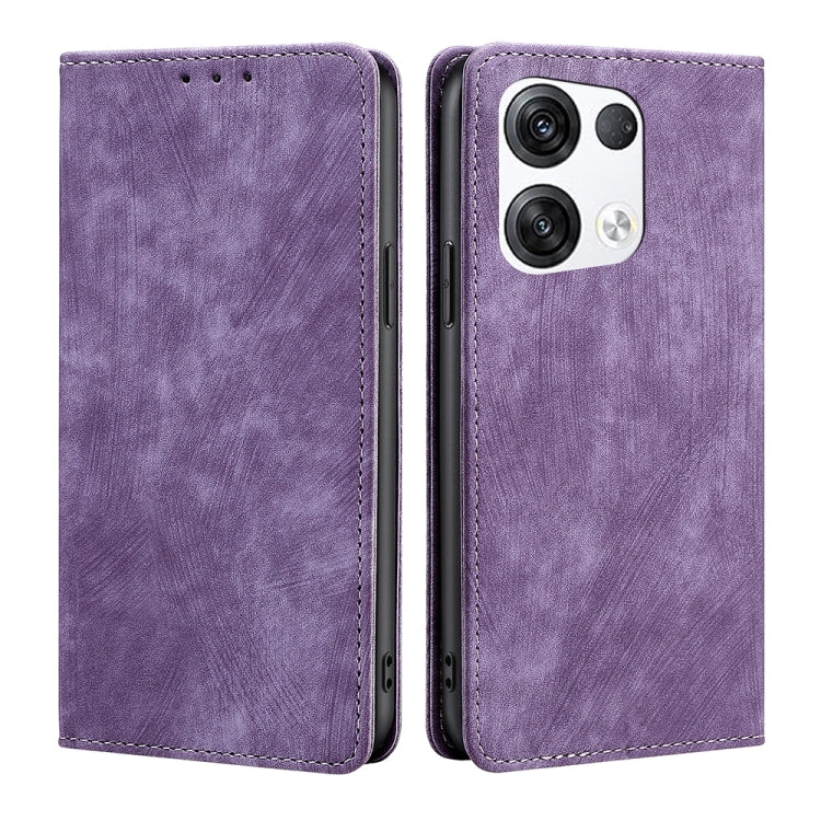 For OPPO Reno8 Pro+ 5G RFID Anti-theft Brush Magnetic Leather Phone Case