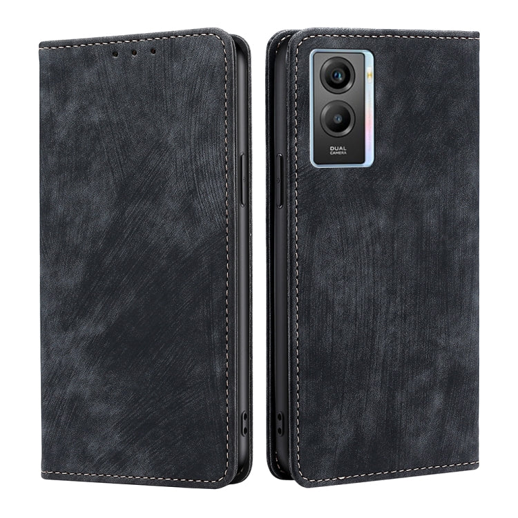 For vivo Y55S 5G RFID Anti-theft Brush Magnetic Leather Phone Case