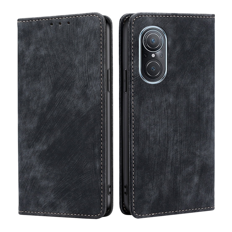 For Huawei Nova 9 SE 4G RFID Anti-theft Brush Magnetic Leather Phone Case