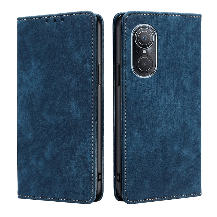 For Huawei Nova 9 SE 4G RFID Anti-theft Brush Magnetic Leather Phone Case