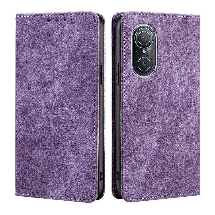 For Huawei Nova 9 SE 4G RFID Anti-theft Brush Magnetic Leather Phone Case