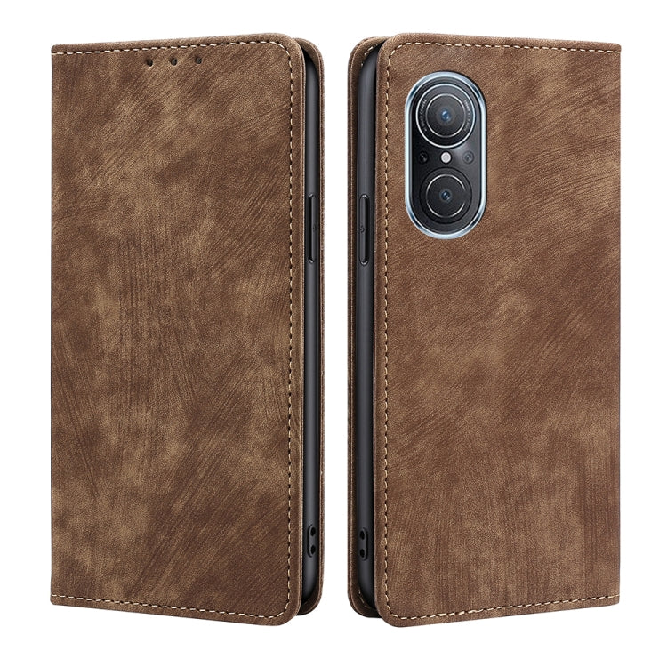 For Huawei Nova 9 SE 4G RFID Anti-theft Brush Magnetic Leather Phone Case
