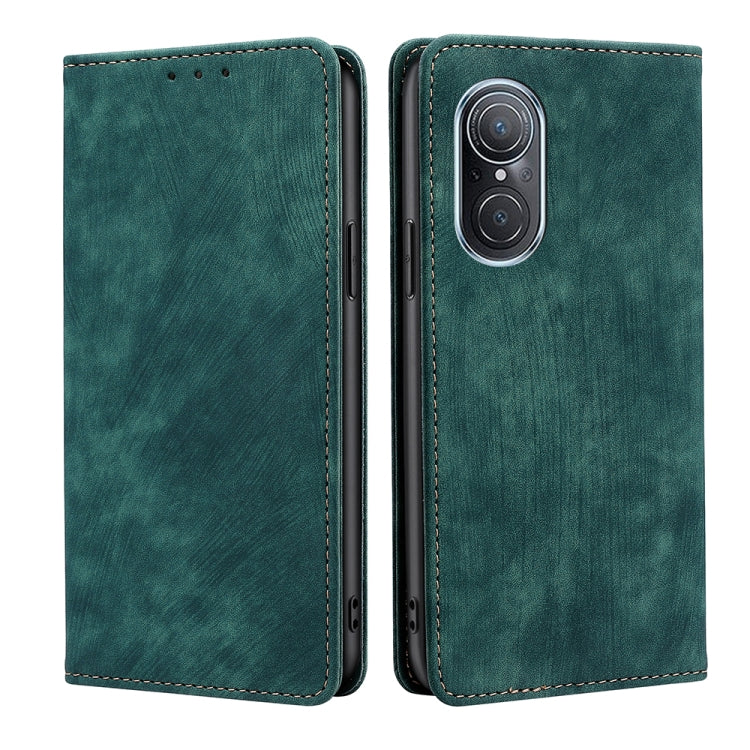 For Huawei Nova 9 SE 4G RFID Anti-theft Brush Magnetic Leather Phone Case