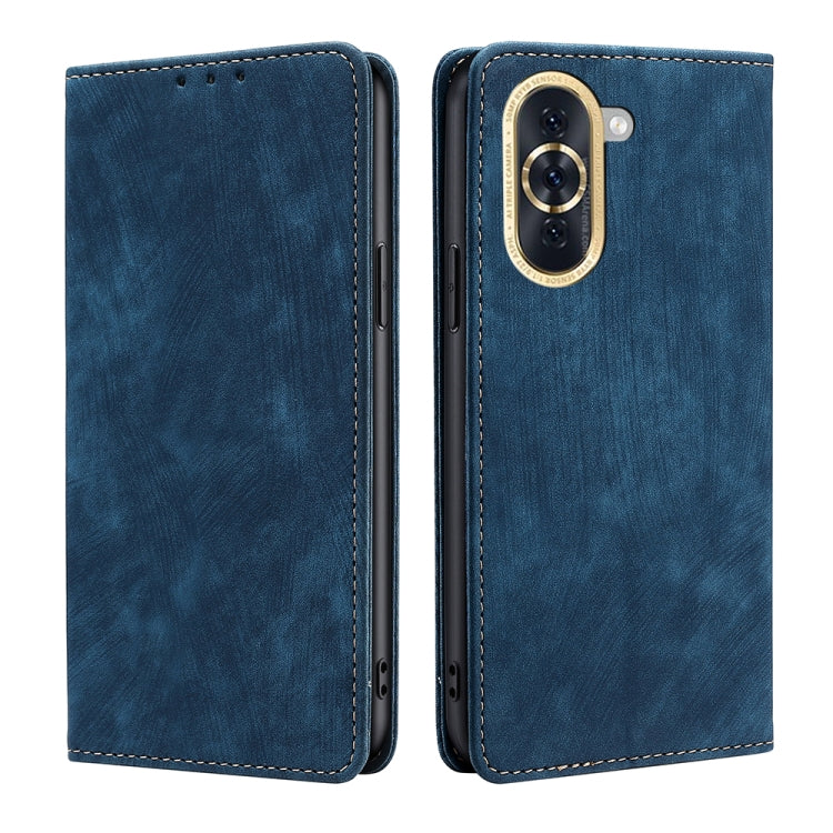 For Huawei Nova 10 RFID Anti-theft Brush Magnetic Leather Phone Case