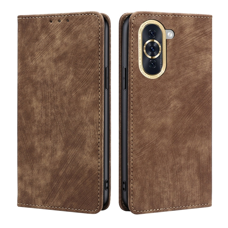 For Huawei Nova 10 RFID Anti-theft Brush Magnetic Leather Phone Case