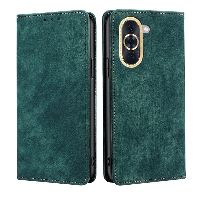 For Huawei Nova 10 RFID Anti-theft Brush Magnetic Leather Phone Case