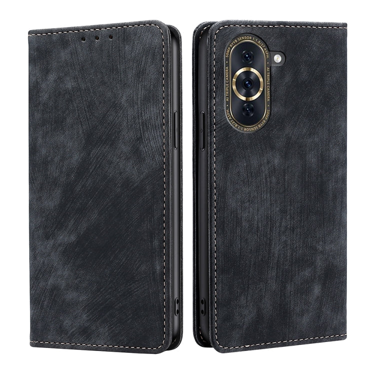 For Huawei Nova 10 Pro RFID Anti-theft Brush Magnetic Leather Phone Case