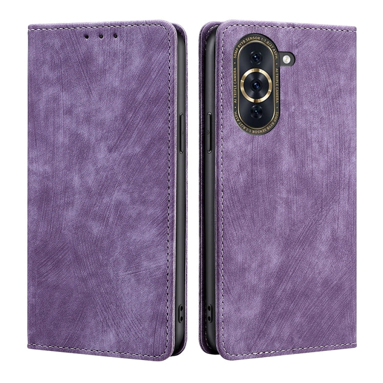 For Huawei Nova 10 Pro RFID Anti-theft Brush Magnetic Leather Phone Case