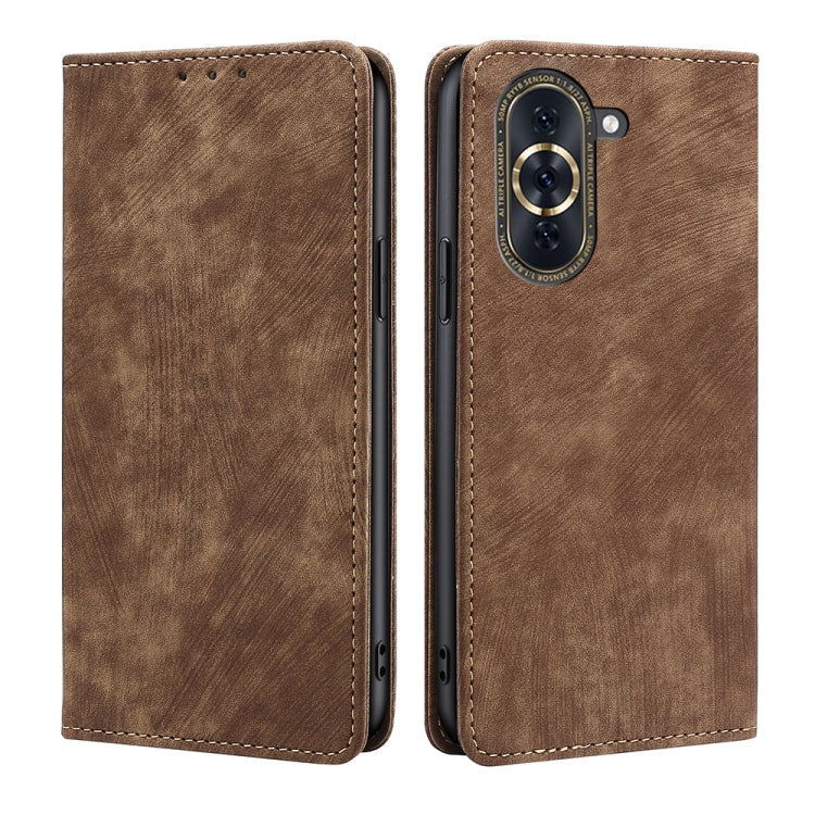 For Huawei Nova 10 Pro RFID Anti-theft Brush Magnetic Leather Phone Case