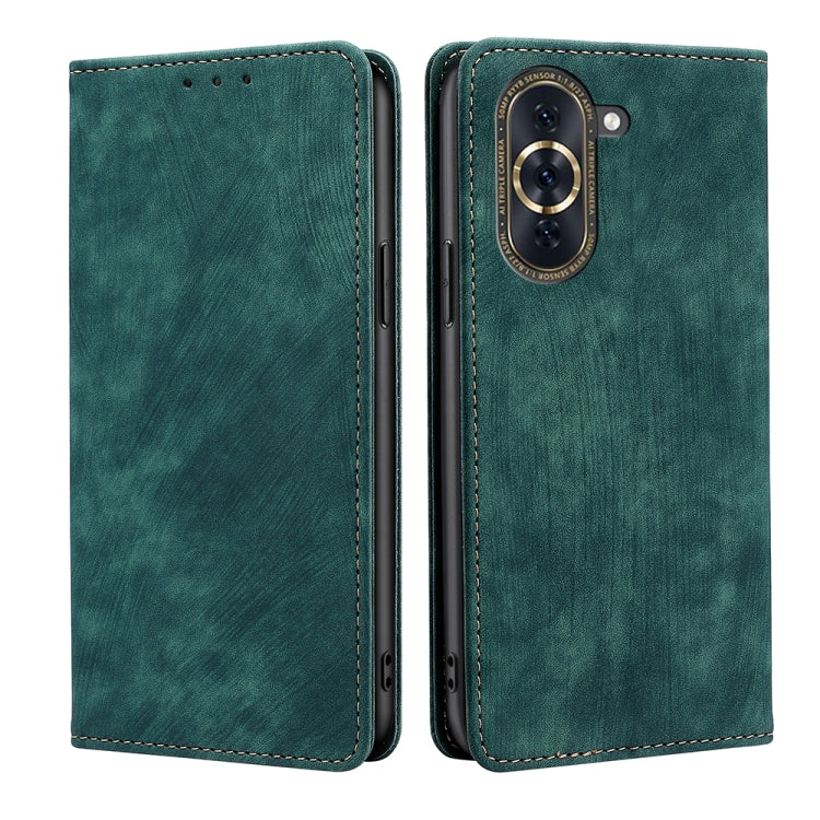 For Huawei Nova 10 Pro RFID Anti-theft Brush Magnetic Leather Phone Case