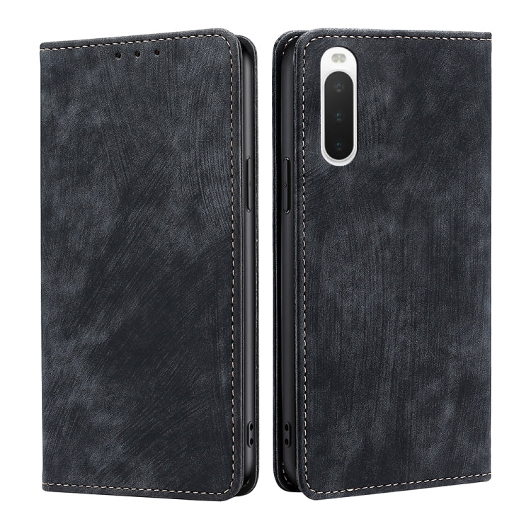 For Sony Xperia 10 IV RFID Anti-theft Brush Magnetic Leather Phone Case