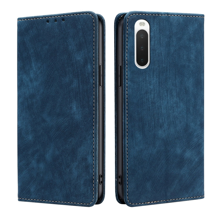 For Sony Xperia 10 IV RFID Anti-theft Brush Magnetic Leather Phone Case