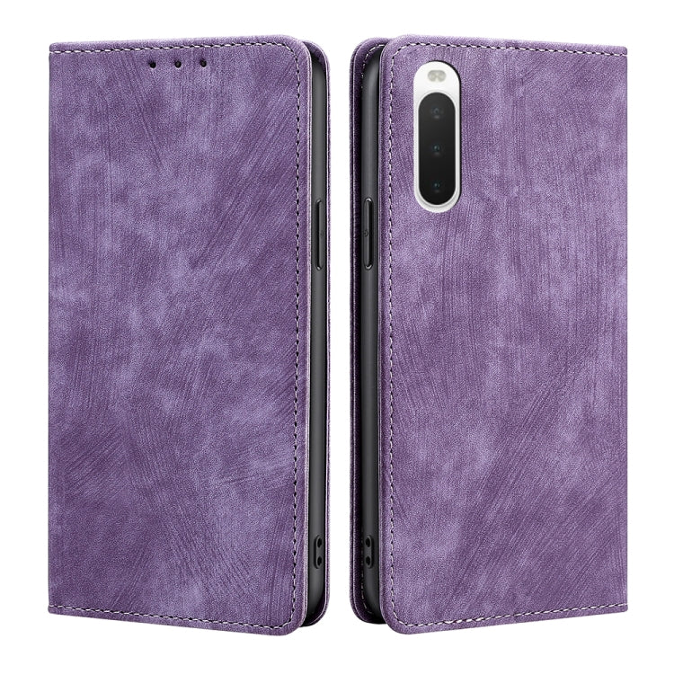 For Sony Xperia 10 IV RFID Anti-theft Brush Magnetic Leather Phone Case