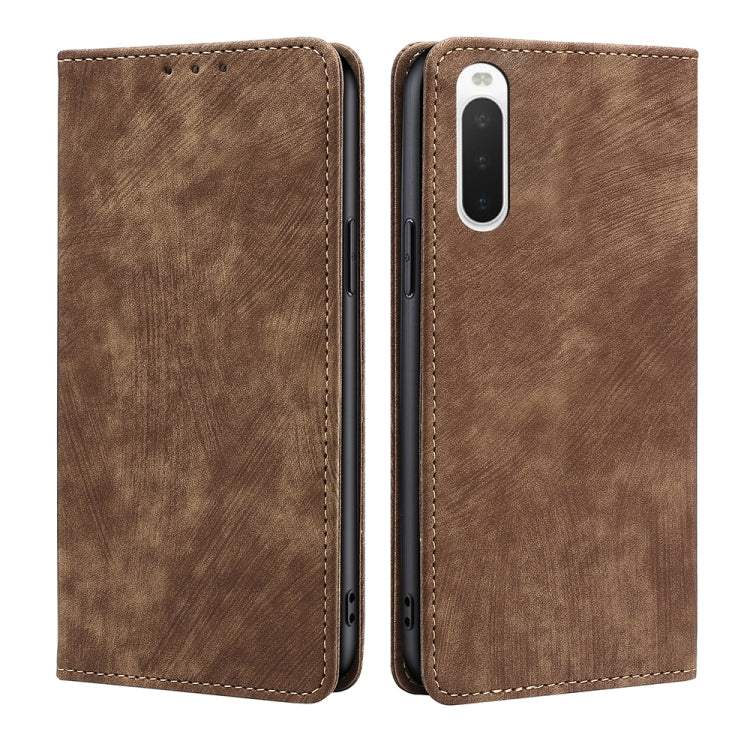 For Sony Xperia 10 IV RFID Anti-theft Brush Magnetic Leather Phone Case