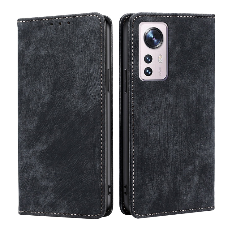 For Xiaomi 12 RFID Anti-theft Brush Magnetic Leather Phone Case