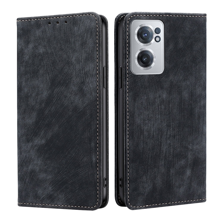 For OnePlus Nord CE 2 5G RFID Anti-theft Brush Magnetic Leather Phone Case