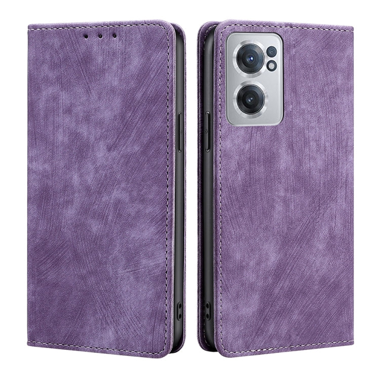For OnePlus Nord CE 2 5G RFID Anti-theft Brush Magnetic Leather Phone Case