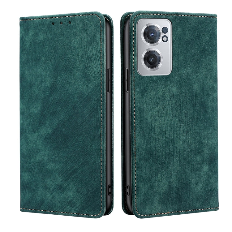 For OnePlus Nord CE 2 5G RFID Anti-theft Brush Magnetic Leather Phone Case