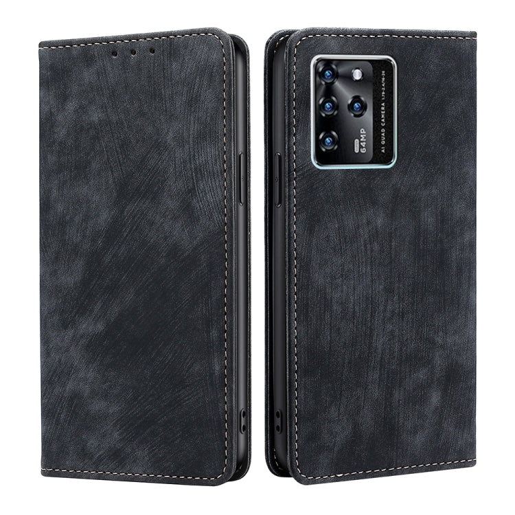 For ZTE Blabe V30 RFID Anti-theft Brush Magnetic Leather Phone Case