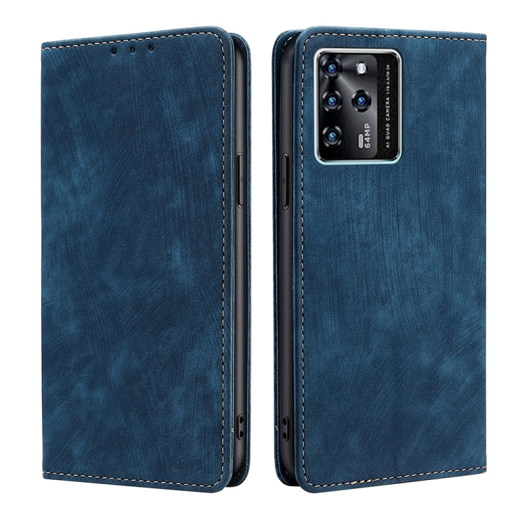 For ZTE Blabe V30 RFID Anti-theft Brush Magnetic Leather Phone Case