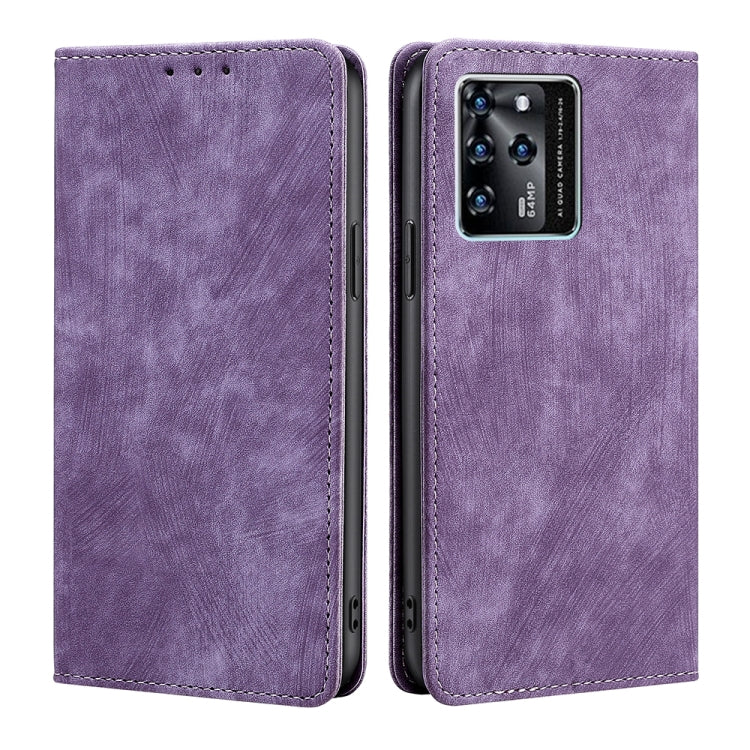 For ZTE Blabe V30 RFID Anti-theft Brush Magnetic Leather Phone Case