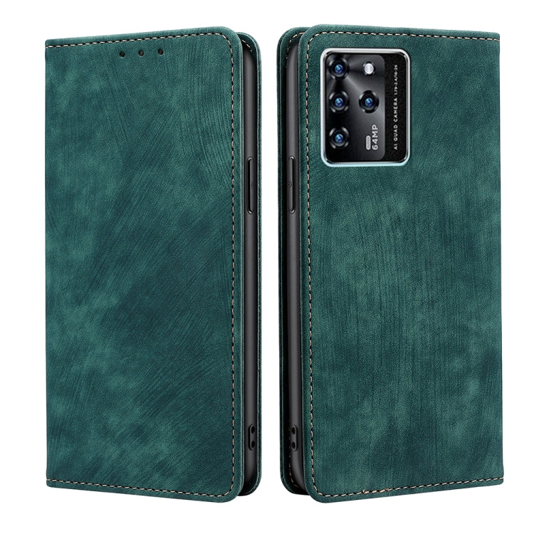For ZTE Blabe V30 RFID Anti-theft Brush Magnetic Leather Phone Case