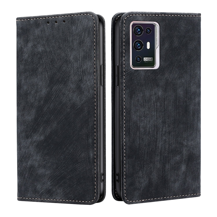 For ZTE Axon 30 Pro RFID Anti-theft Brush Magnetic Leather Phone Case