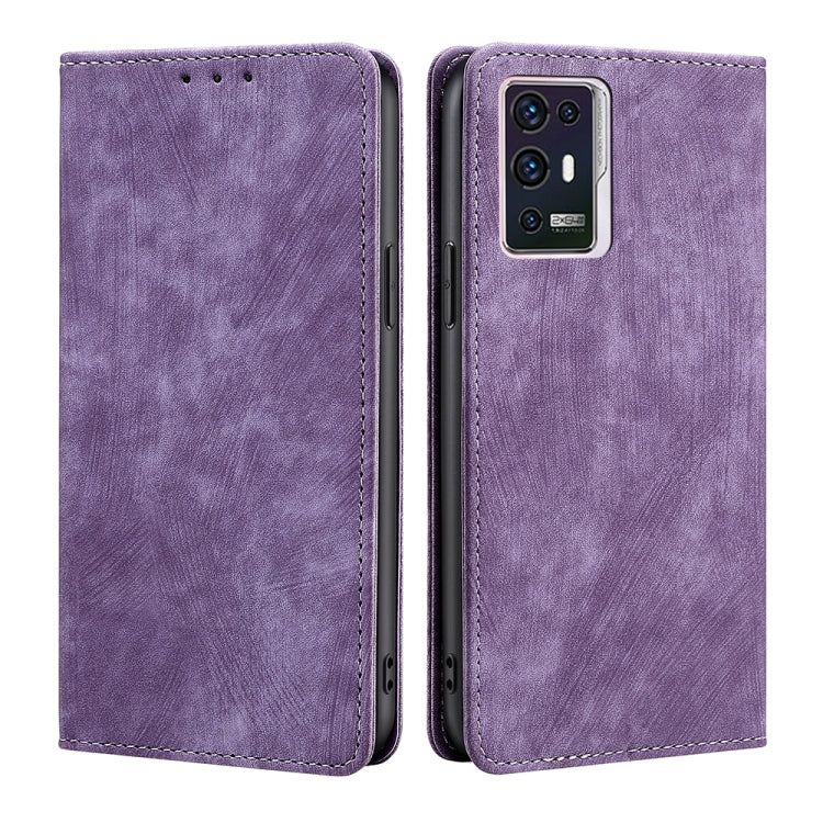 For ZTE Axon 30 Pro RFID Anti-theft Brush Magnetic Leather Phone Case