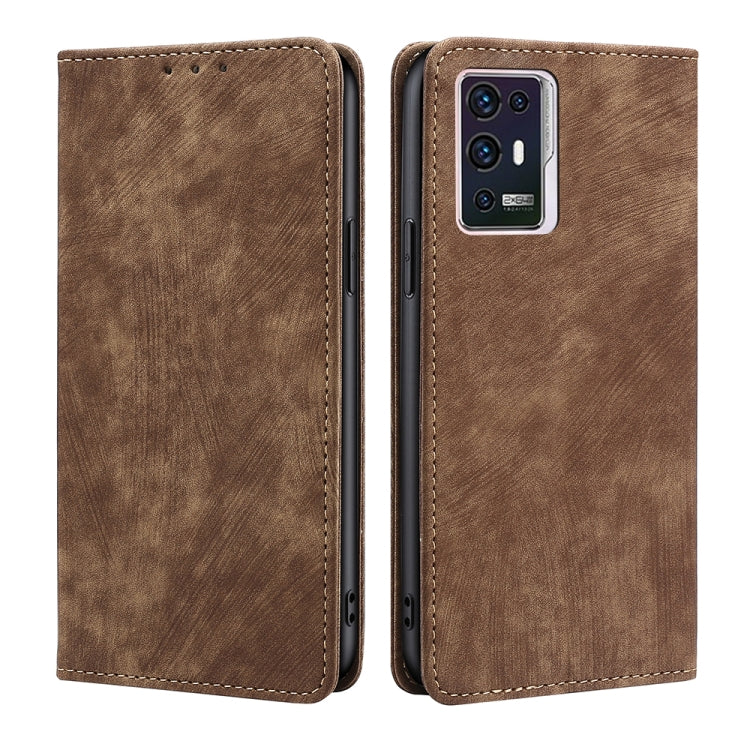 For ZTE Axon 30 Pro RFID Anti-theft Brush Magnetic Leather Phone Case