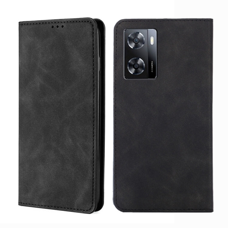 For OPPO A57 4G 2022 Skin Feel Magnetic Horizontal Flip Leather Phone Case