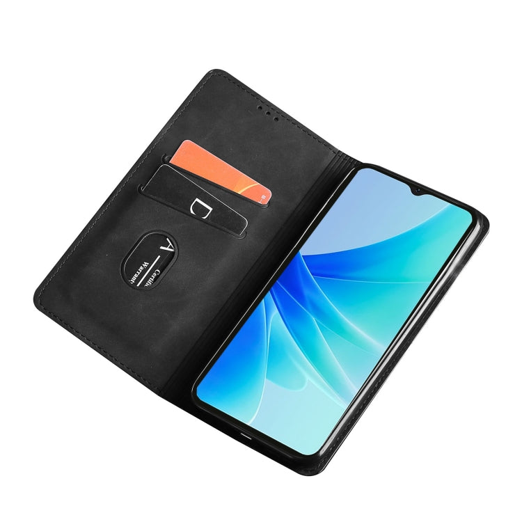 For OPPO A57 4G 2022 Skin Feel Magnetic Horizontal Flip Leather Phone Case