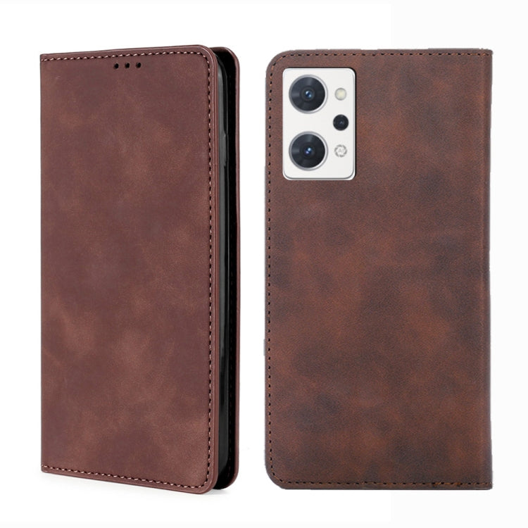 For OPPO Reno7 A JP Version Skin Feel Magnetic Horizontal Flip Leather Phone Case