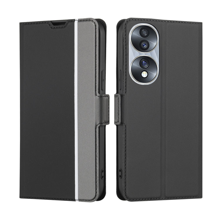 For Honor 70 Twill Texture Side Button Leather Phone Case