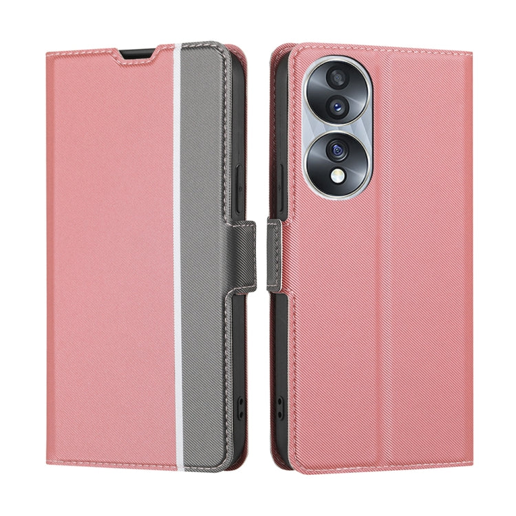 For Honor 70 Twill Texture Side Button Leather Phone Case