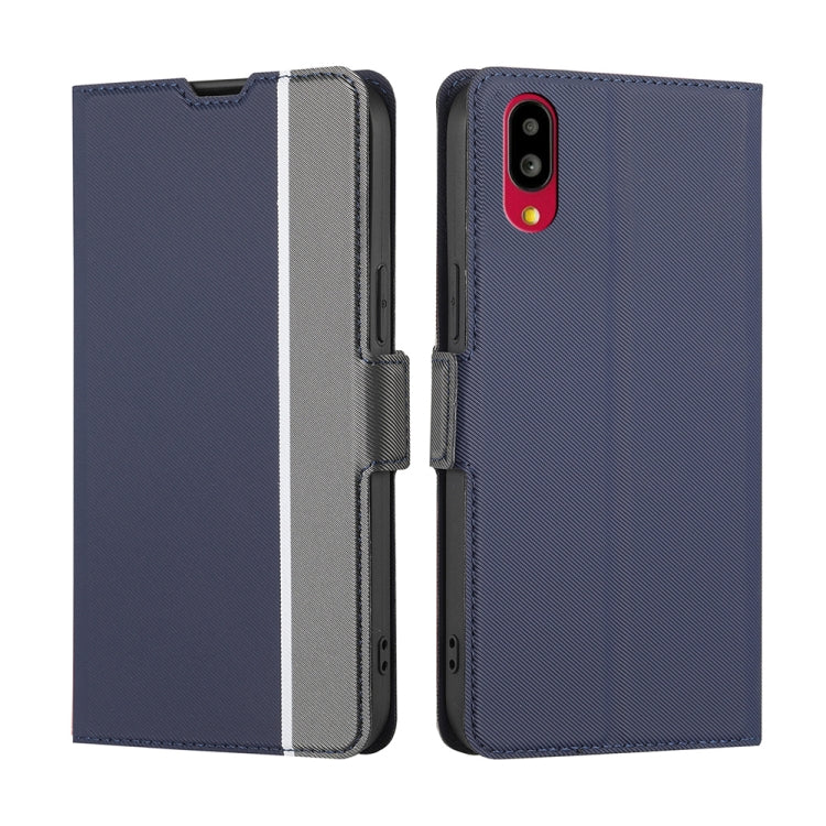For Sharp Simple Sumaho 6 A201SH Twill Texture Side Button Leather Phone Case