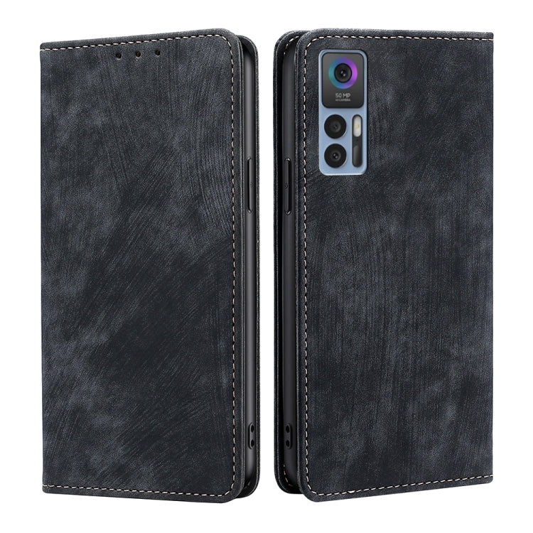 For TCL 30 5G/30+ 5G RFID Anti-theft Brush Magnetic Leather Phone Case