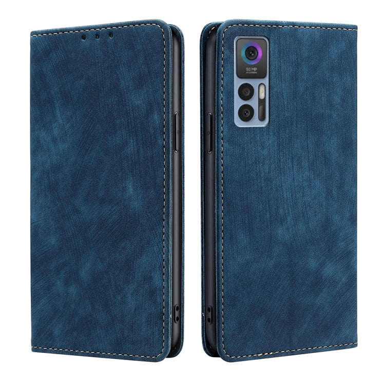 For TCL 30 5G/30+ 5G RFID Anti-theft Brush Magnetic Leather Phone Case