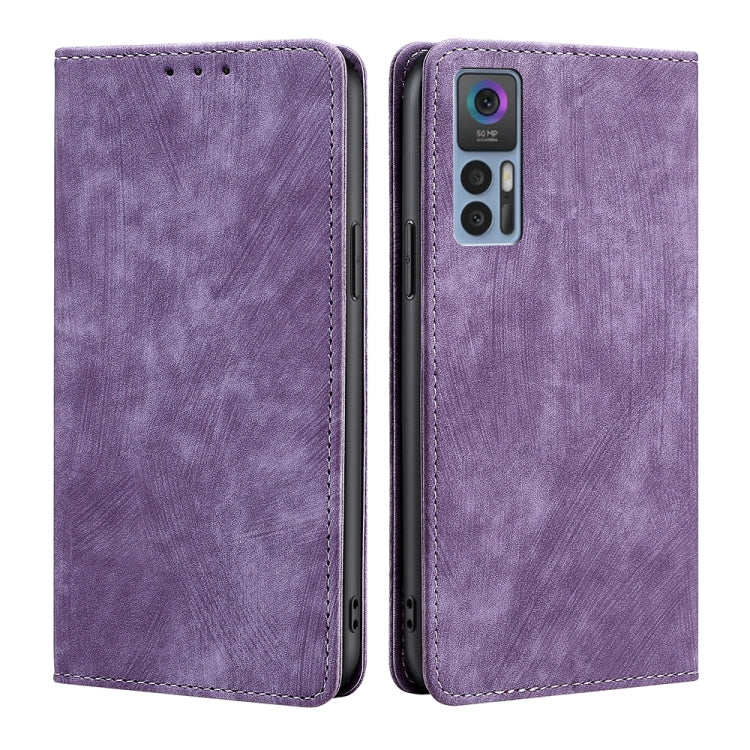 For TCL 30 5G/30+ 5G RFID Anti-theft Brush Magnetic Leather Phone Case