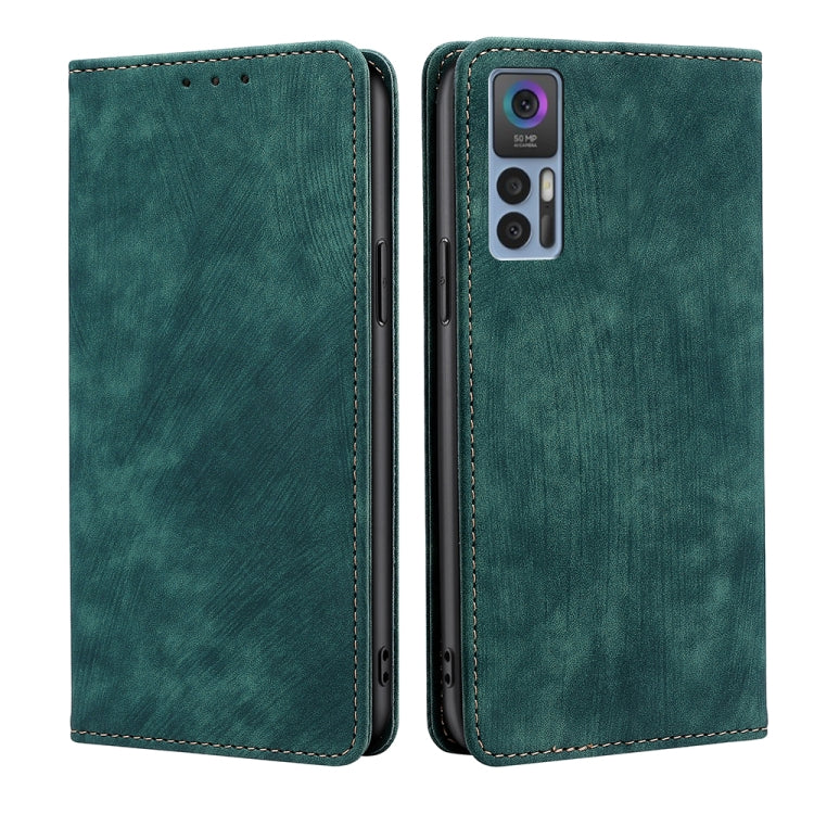 For TCL 30 5G/30+ 5G RFID Anti-theft Brush Magnetic Leather Phone Case