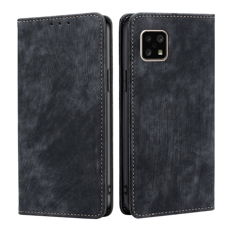 For Sharp Aquos Sense 4 4G/ Sense 4 5G RFID Anti-theft Brush Magnetic Leather Phone Case