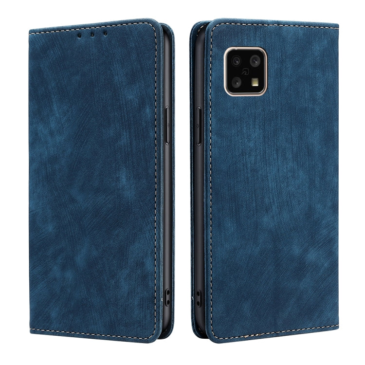 For Sharp Aquos Sense 4 4G/ Sense 4 5G RFID Anti-theft Brush Magnetic Leather Phone Case
