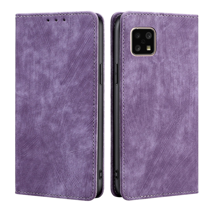 For Sharp Aquos Sense 4 4G/ Sense 4 5G RFID Anti-theft Brush Magnetic Leather Phone Case