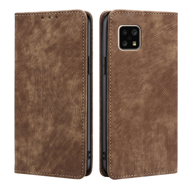 For Sharp Aquos Sense 4 4G/ Sense 4 5G RFID Anti-theft Brush Magnetic Leather Phone Case