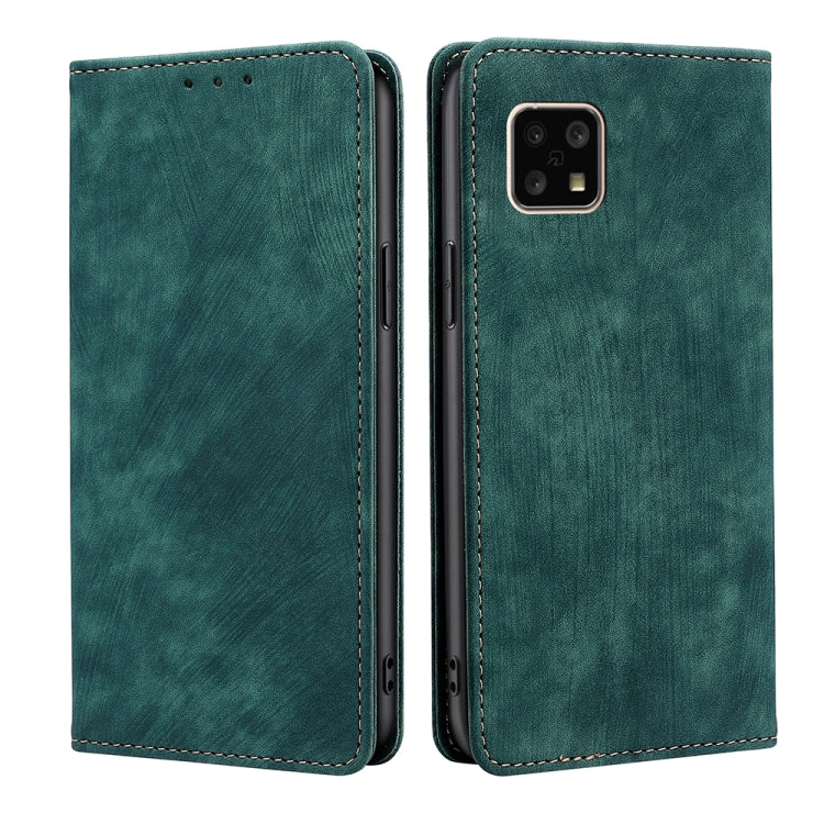 For Sharp Aquos Sense 4 4G/ Sense 4 5G RFID Anti-theft Brush Magnetic Leather Phone Case