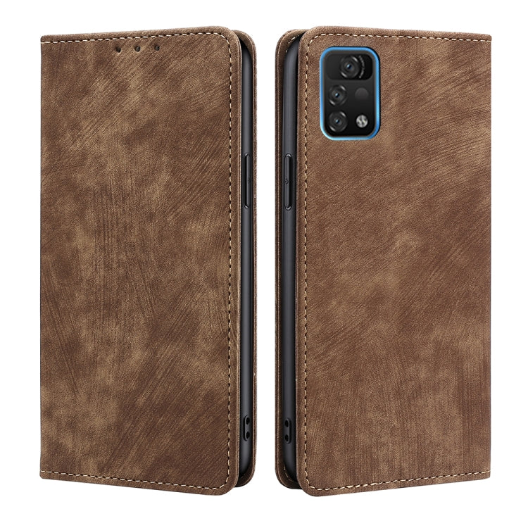 For UMIDIGI A11 Pro Max RFID Anti-theft Brush Magnetic Leather Phone Case