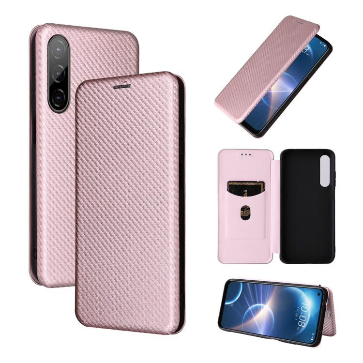 For HTC Desire 22 Pro Carbon Fiber Texture Flip Leather Phone Case