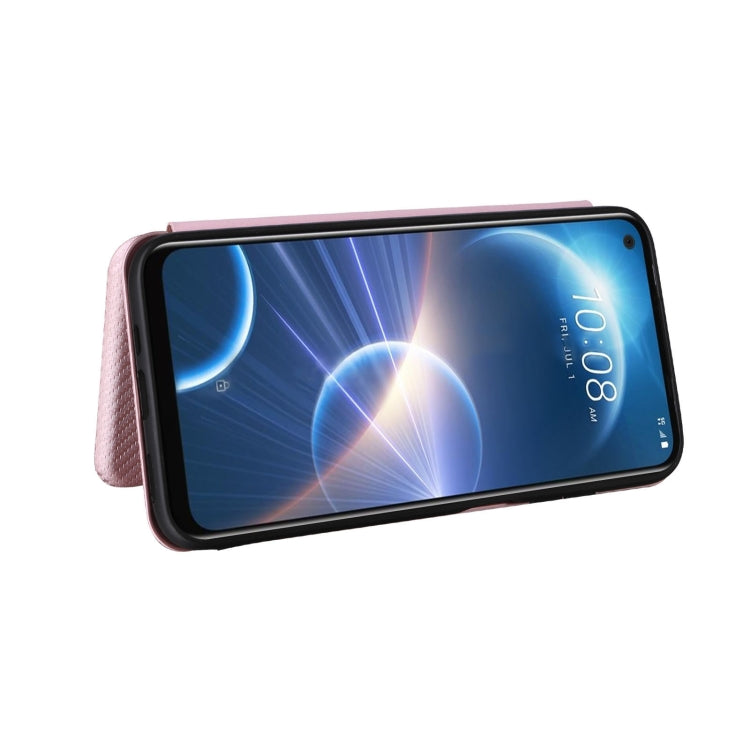 For HTC Desire 22 Pro Carbon Fiber Texture Flip Leather Phone Case
