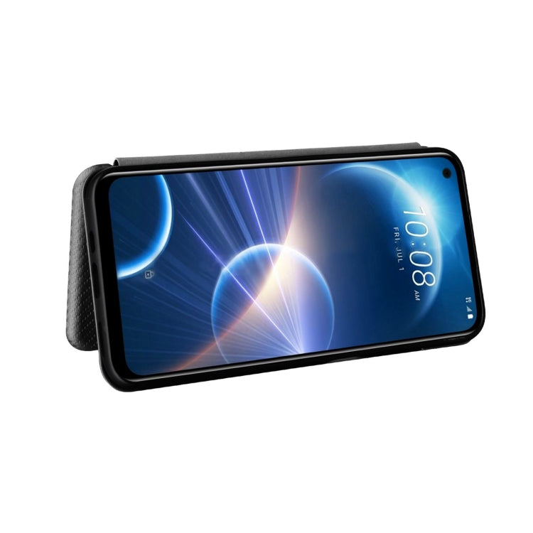 For HTC Desire 22 Pro Carbon Fiber Texture Flip Leather Phone Case