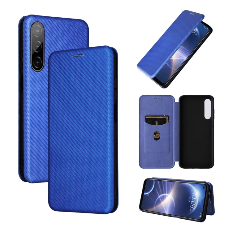 For HTC Desire 22 Pro Carbon Fiber Texture Flip Leather Phone Case